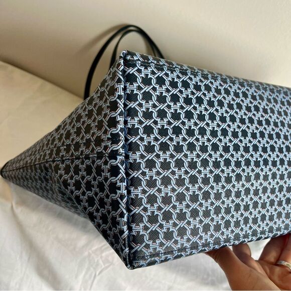 KATE SPADE Navy Blue Geometric Link Tote Surprise Knott Laptop Work Shoulder Bag - Picture 9 of 15